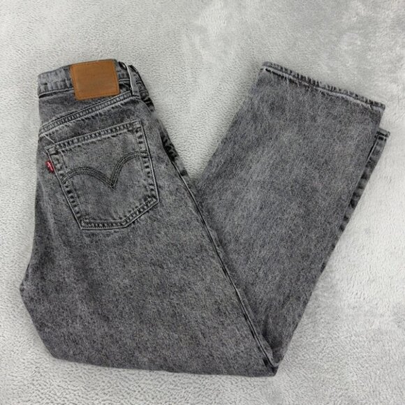 Levi's Ribcage Straight Grey Denim Jeans Women's Size 27x25 - Picture 13 of 13
